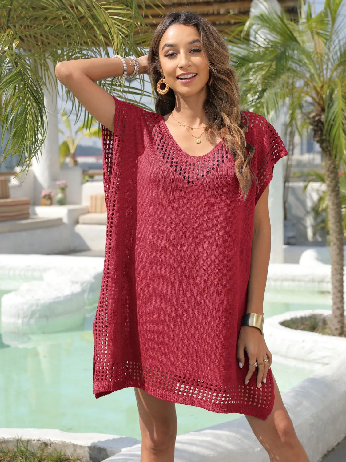 Crochet Trim Beach Cover Up Dress