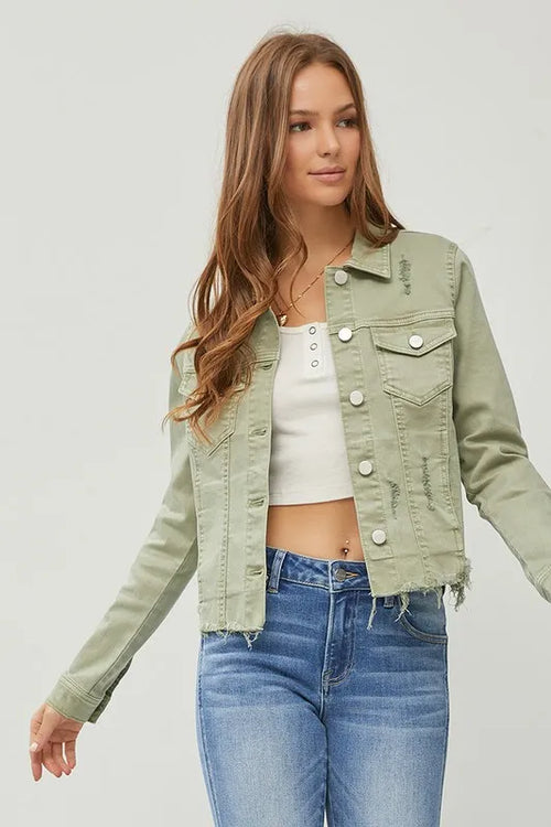 Raw Edge Cropped Denim Jacket