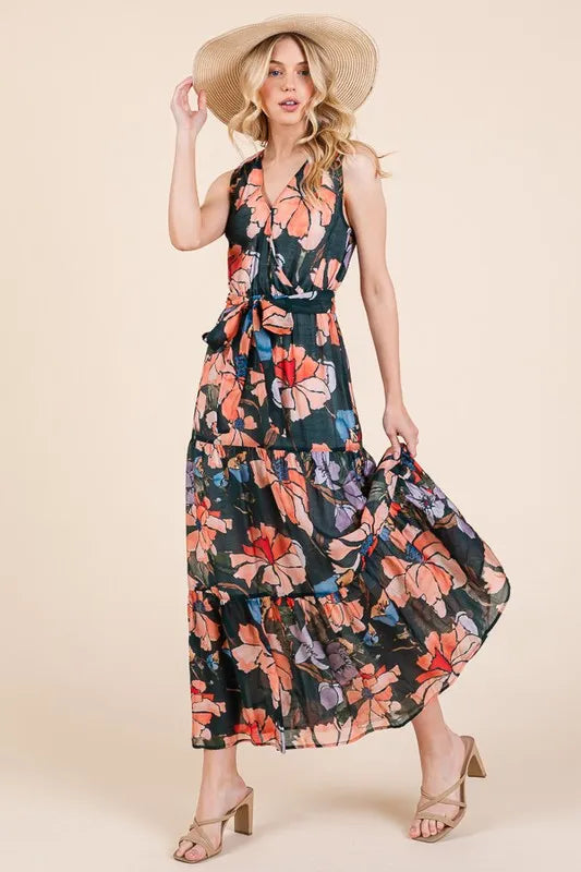 Chic Floral Print Maxi Dress