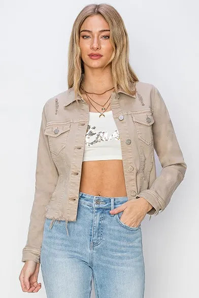 Chic Raw Hem Denim Jacket