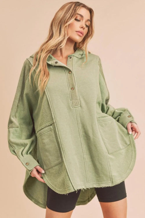 Aemi + Co Slit Half Snap Oversize Hoodie