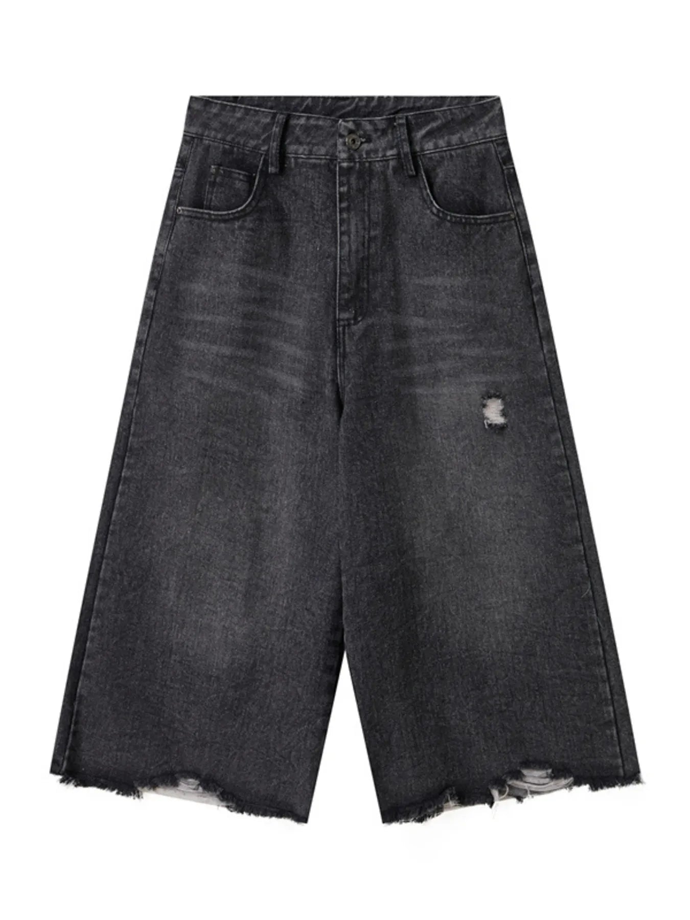 Men's Distressed Wide Leg Denim Shorts