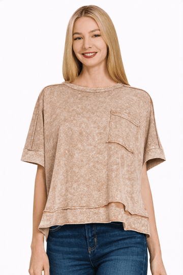 Zenana Snow Wash Crop Top