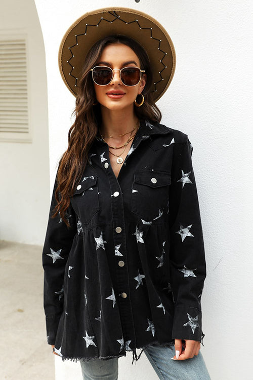 Collared Star Denim Jacket