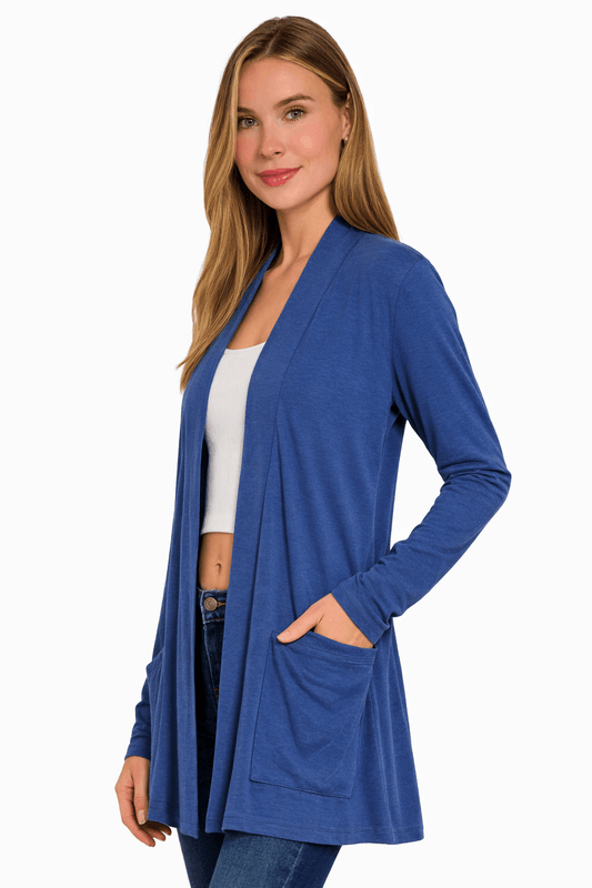 Zenana Slouchy Lightweight Open Front Pocket Cardigan