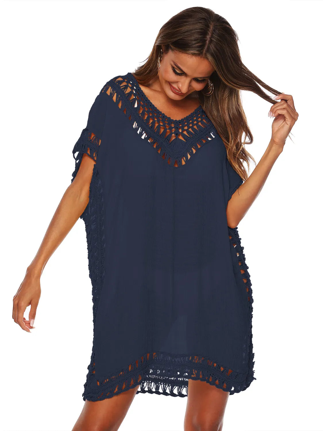 Bohemian Crochet Trim Beach Cover Up Dress