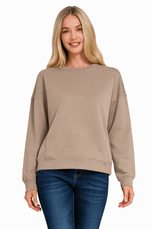 Zenana Scuba Round-neck Sweatshirts