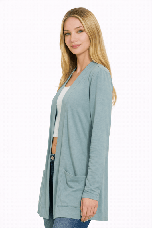 Gilet Zenana ample et léger à poche ouverte sur le devant
