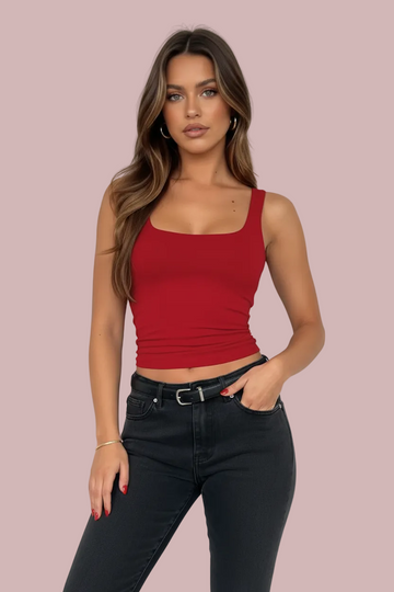 Square Neck Wide Strap Tank