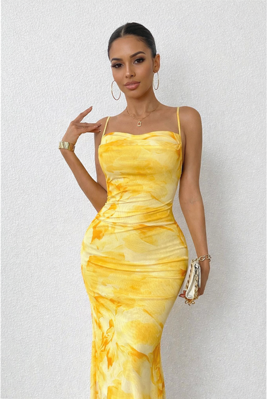 Robe moulante maxi en maille tie-dye