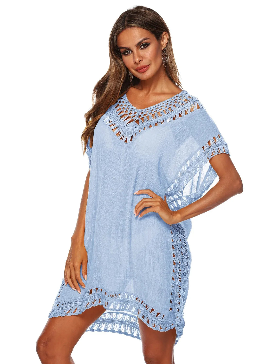Bohemian Crochet Trim Beach Cover Up Dress