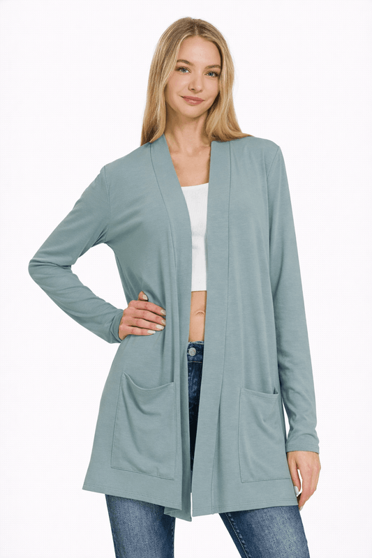 Gilet Zenana ample et léger à poche ouverte sur le devant