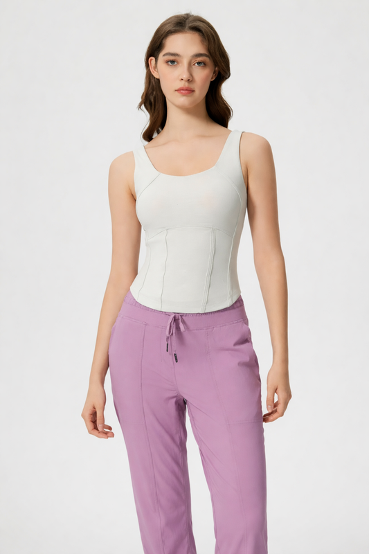 Millennia Round Neck Wide Strap Active Tank with Detachable Chest Pads