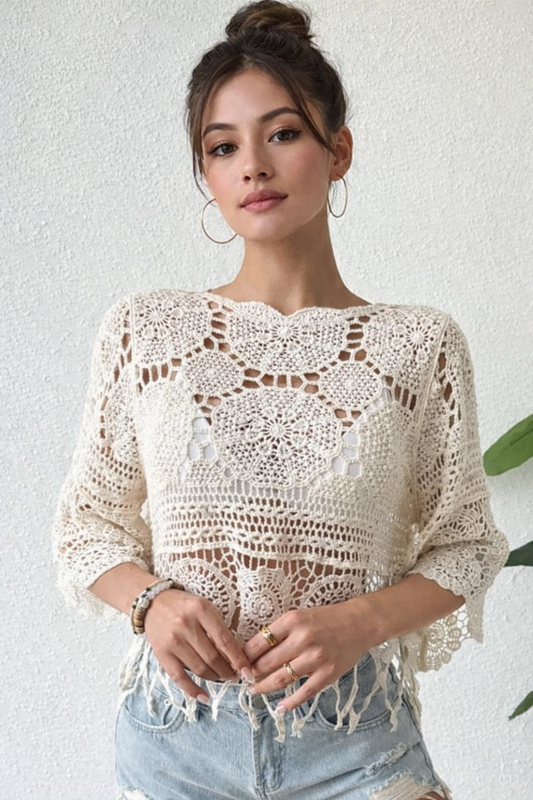 Openwork Round Neck Cover-Up