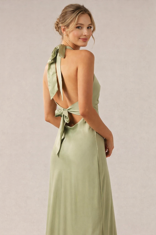Robe longue chic à col halter