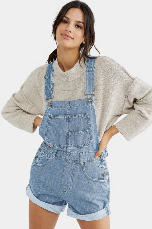 Salopette classique en denim à larges bretelles