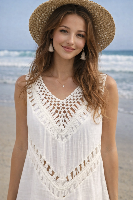 Crochet Detail Beach Cover Up Dress