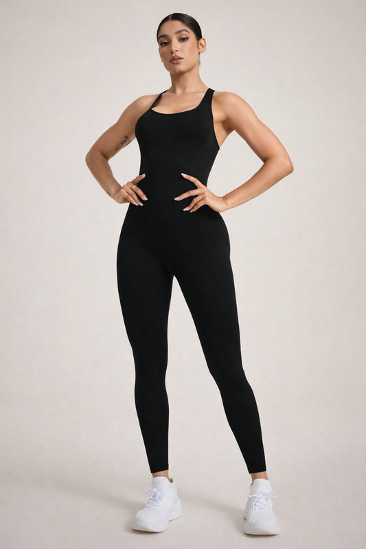 Crisscross Back Sleeveless Active Jumpsuit