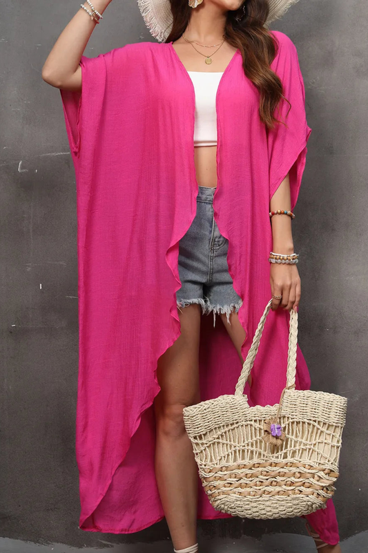 Open Front Half Sleeve Cover Up