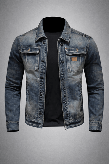 Zip-Up Chest Pocket Denim Jacket