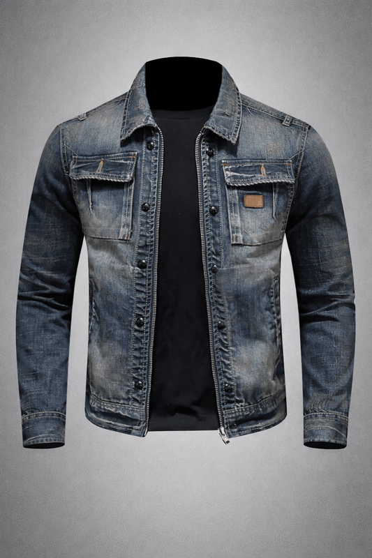 Zip-Up Chest Pocket Denim Jacket