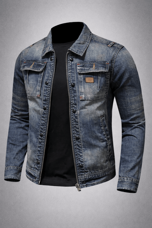 Zip-Up Chest Pocket Denim Jacket