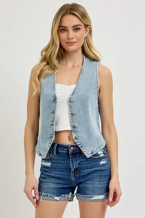 RISEN V-Neck Button Down Vest