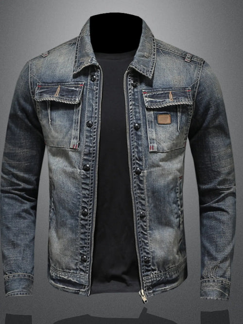 Zip-Up Chest Pocket Denim Jacket