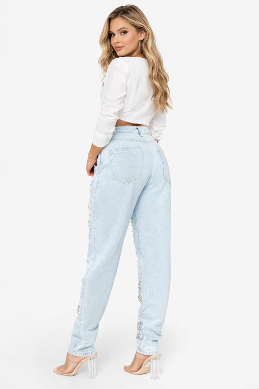 Distressed Star Wash Boyfriend Jeans