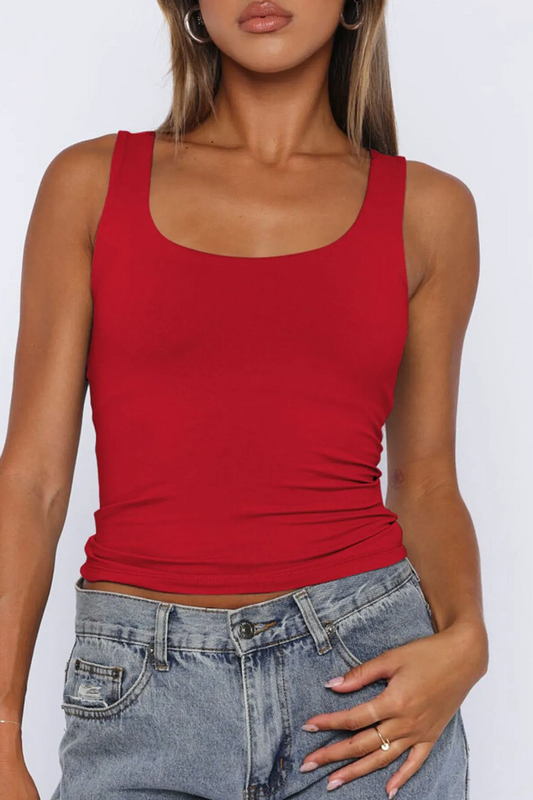 Square Neck Wide Strap Tank