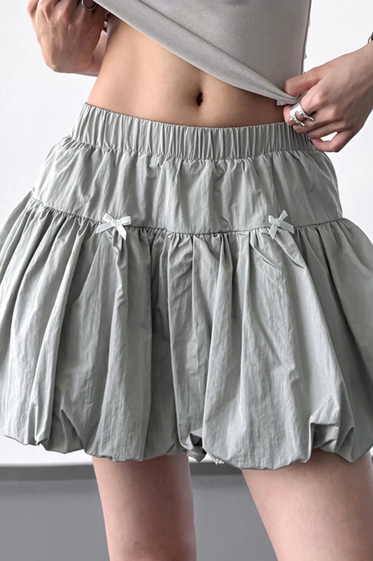 Bubble Hem Elastic Waist Mini Skirt